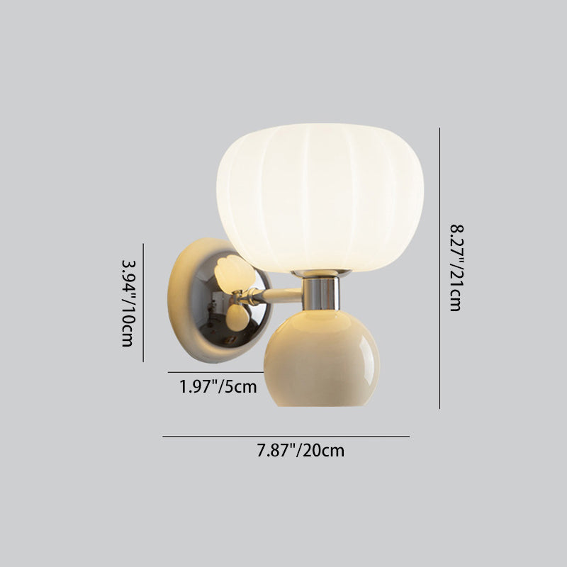 Iron Acrylic Pumpkin-Shaped Bedroom 2-Light Wall Lamp