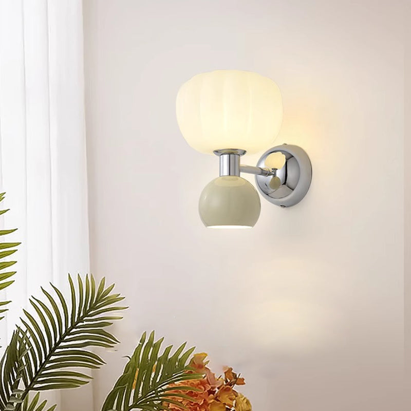 Iron Acrylic Pumpkin-Shaped Bedroom 2-Light Wall Lamp