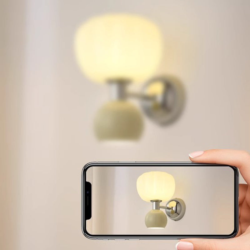 Iron Acrylic Pumpkin-Shaped Bedroom 2-Light Wall Lamp
