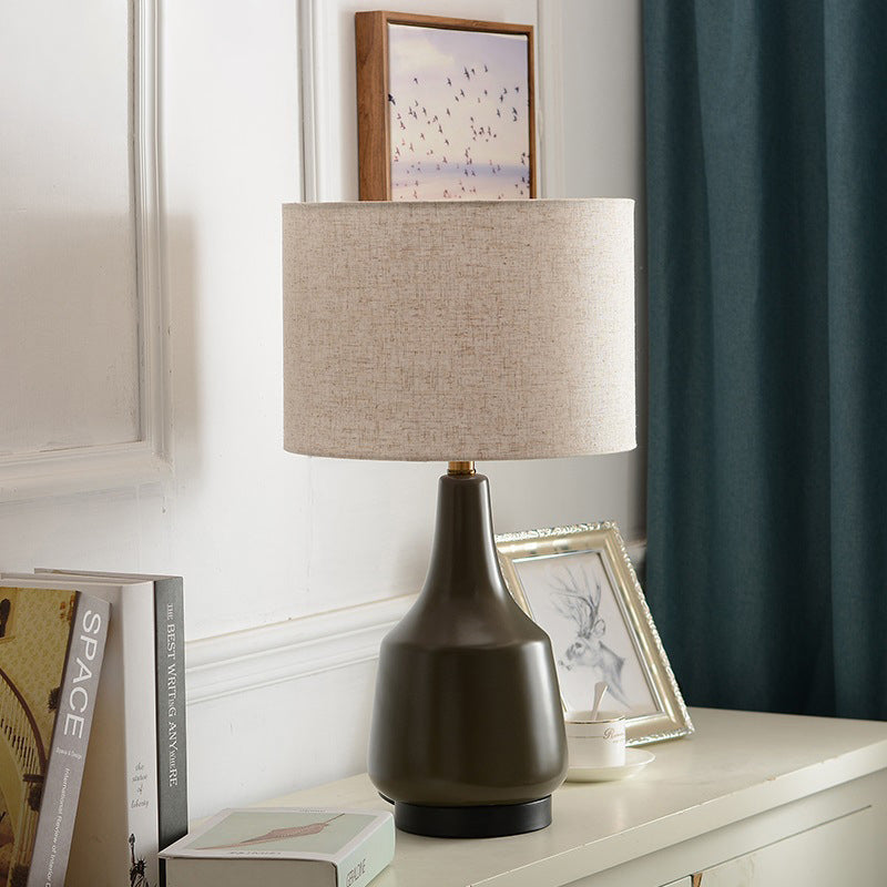 Brass Ceramic Fabric Tapered Table Lamp