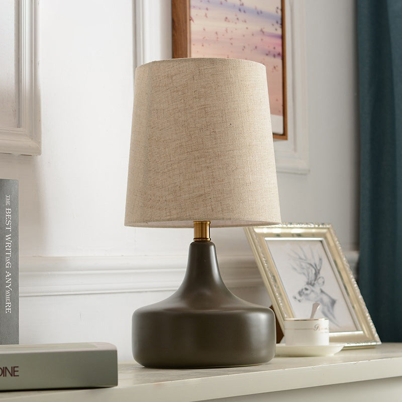 Brass Ceramic Fabric Tapered Table Lamp