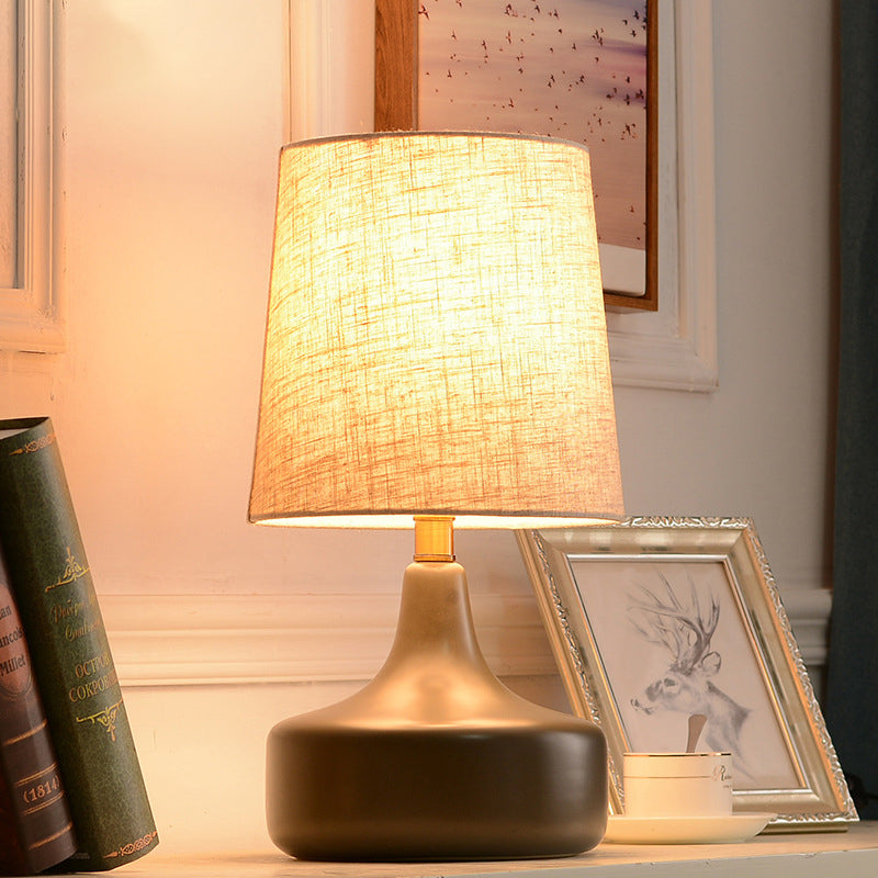 Brass Ceramic Fabric Tapered Table Lamp