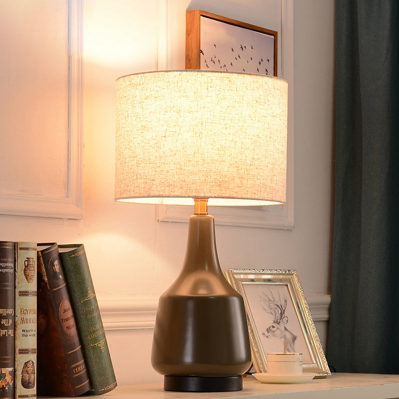 Brass Ceramic Fabric Tapered Table Lamp