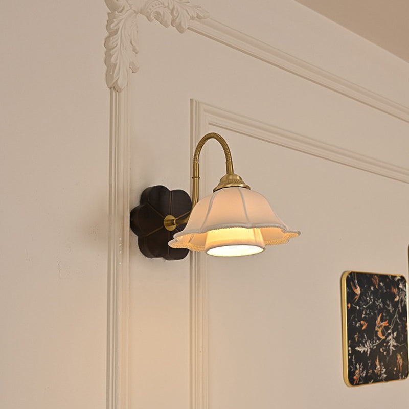 Iron Fabric Ash Petal-Shaped Wall Lamp
