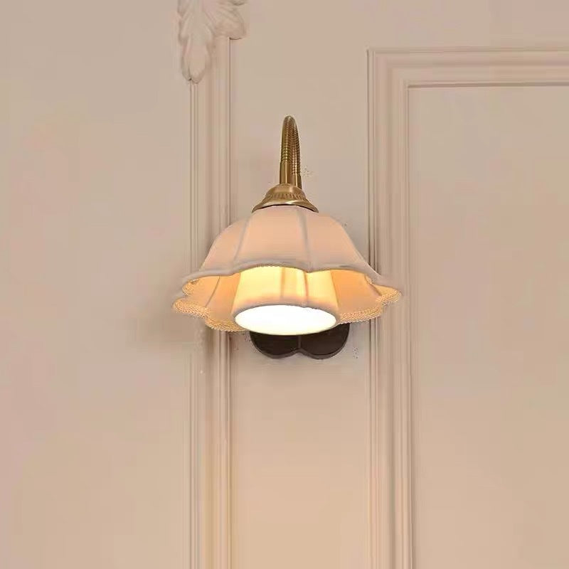 Iron Fabric Ash Petal-Shaped Wall Lamp