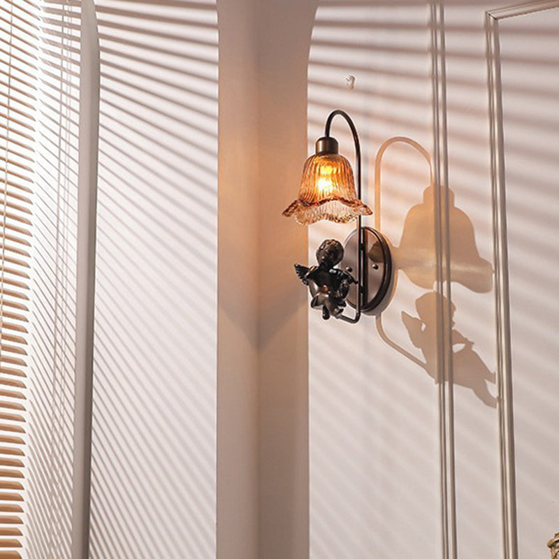 Iron Resin Glass Petal-Shaped Wall Lamp