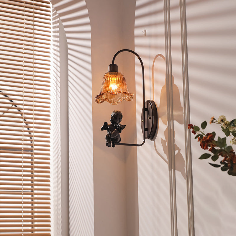 Iron Resin Glass Petal-Shaped Wall Lamp