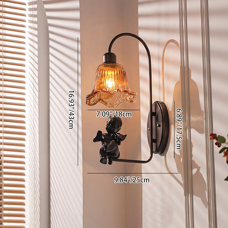 Iron Resin Glass Petal-Shaped Wall Lamp