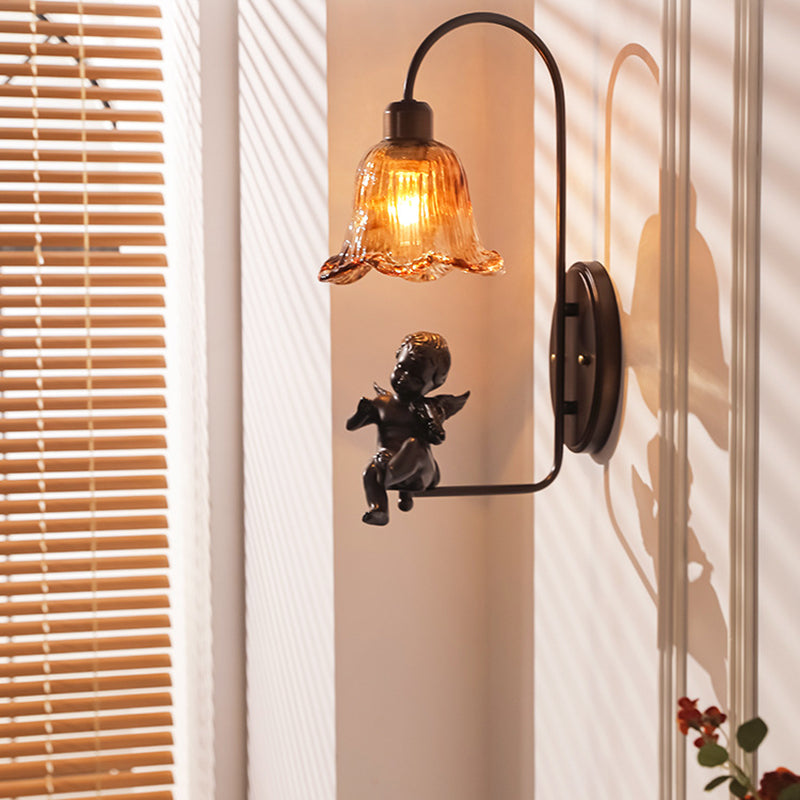 Iron Resin Glass Petal-Shaped Wall Lamp