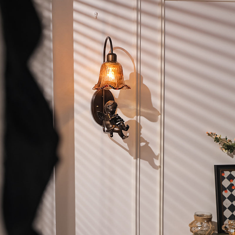 Iron Resin Glass Petal-Shaped Wall Lamp
