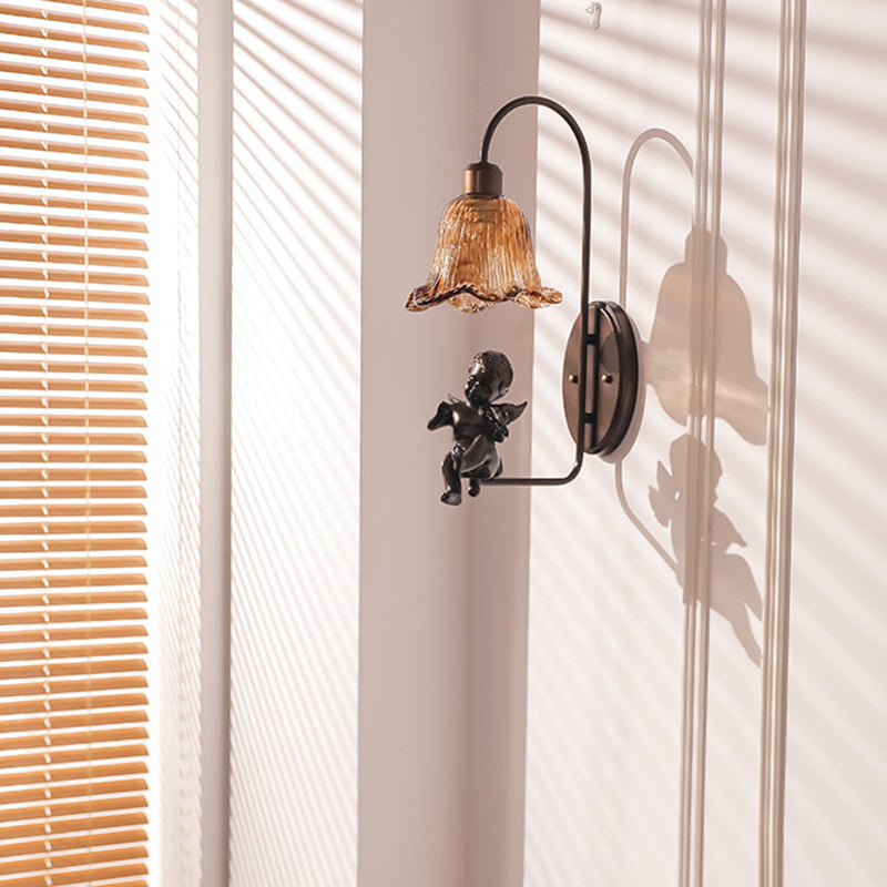 Iron Resin Glass Petal-Shaped Wall Lamp