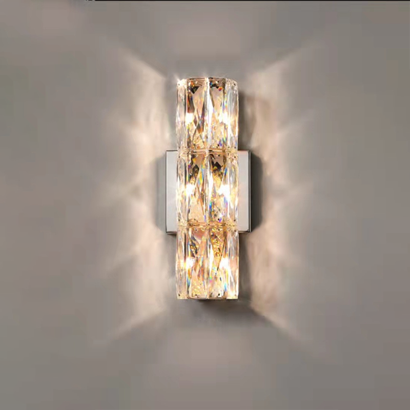 Rectangular Stainless Steel Crystal 4-Light Wall Lamp