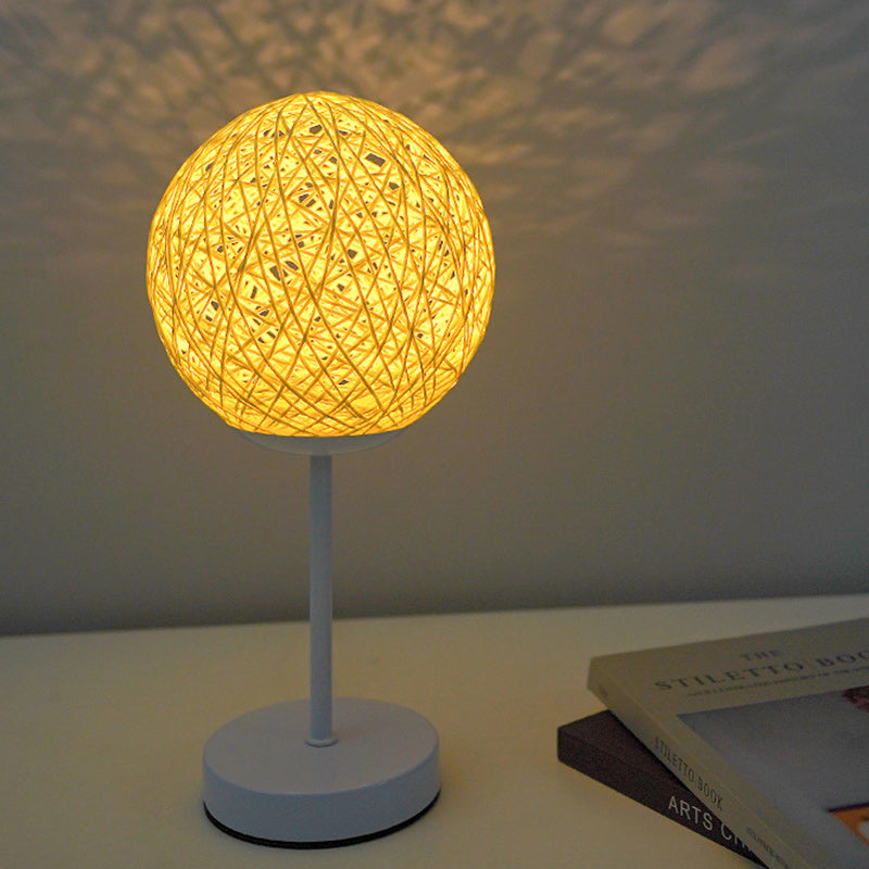 Moon Iron Rattan Bedroom Table Lamp