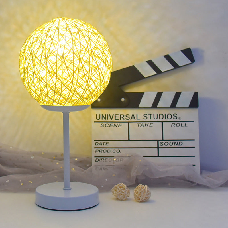 Moon Iron Rattan Bedroom Table Lamp