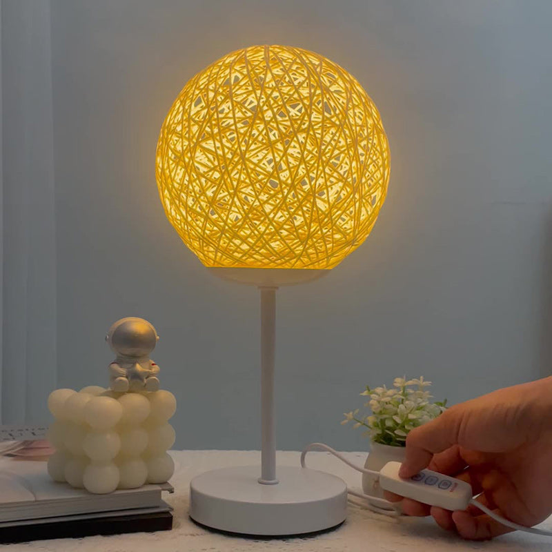 Moon Iron Rattan Bedroom Table Lamp