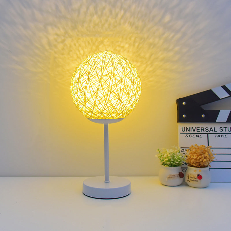Moon Iron Rattan Bedroom Table Lamp