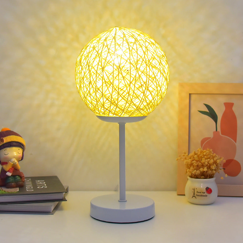 Moon Iron Rattan Bedroom Table Lamp