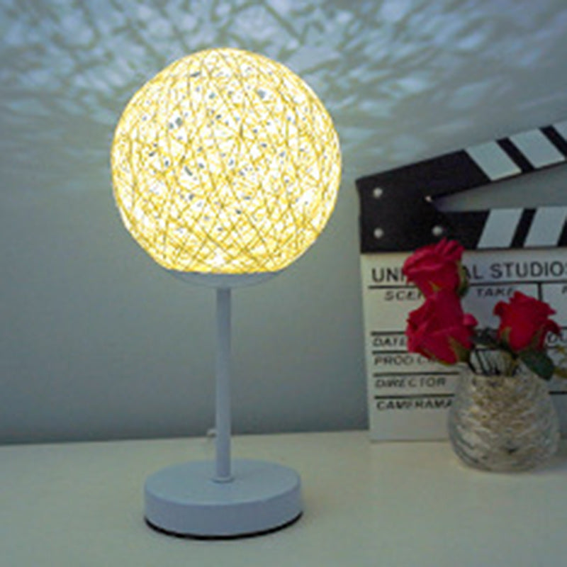 Moon Iron Rattan Bedroom Table Lamp