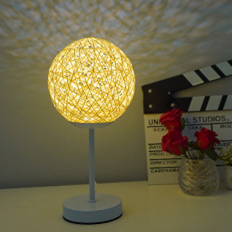 Moon Iron Rattan Bedroom Table Lamp