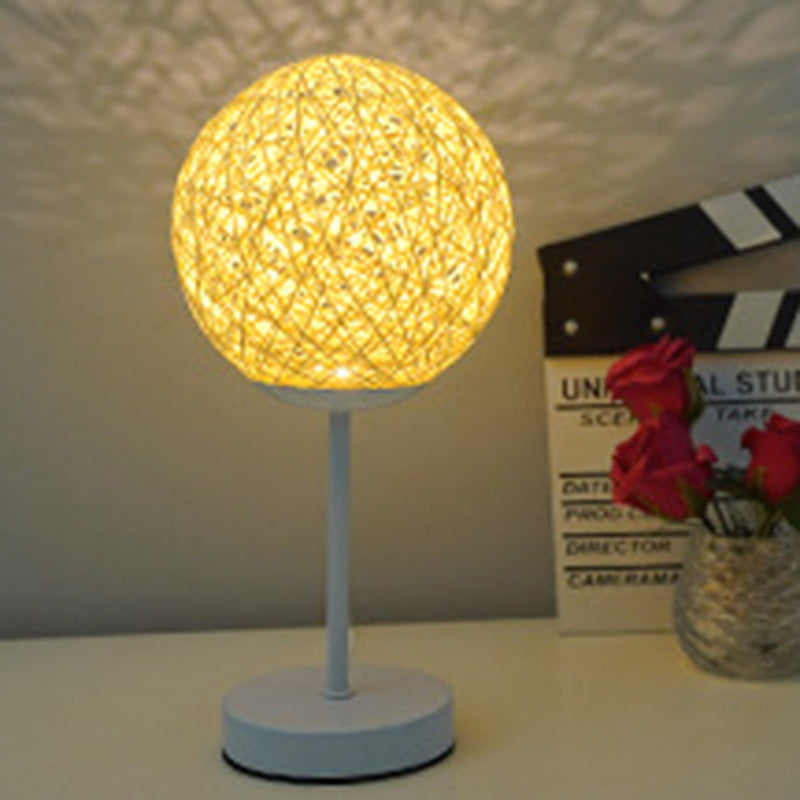 Moon Iron Rattan Bedroom Table Lamp