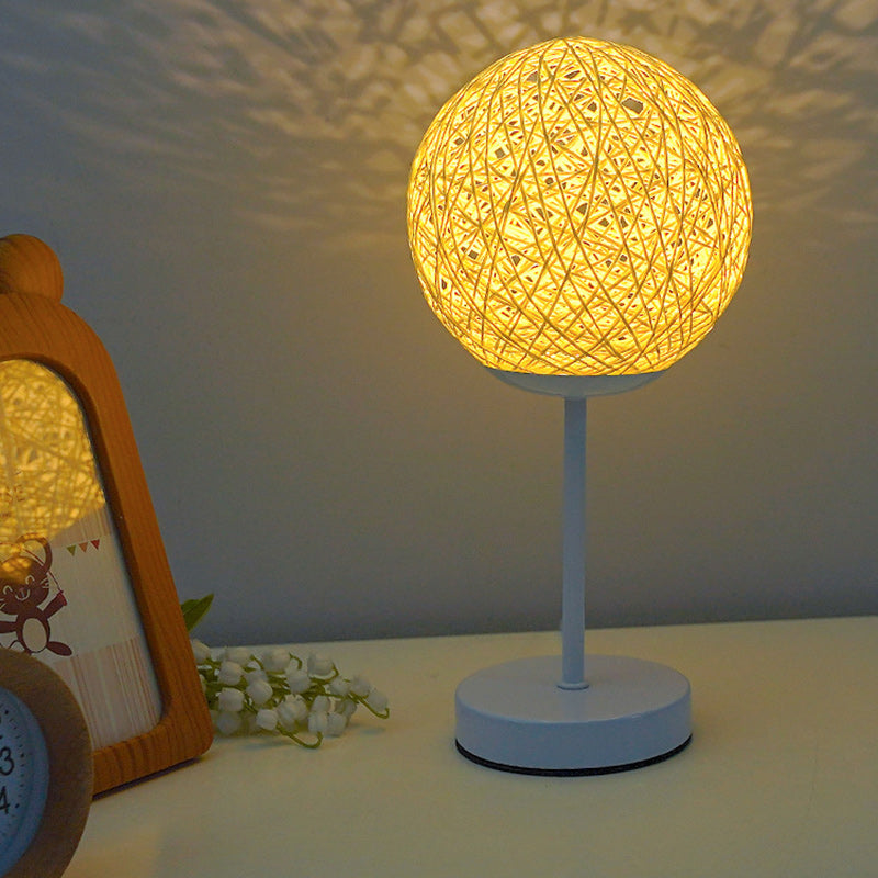 Moon Iron Rattan Bedroom Table Lamp