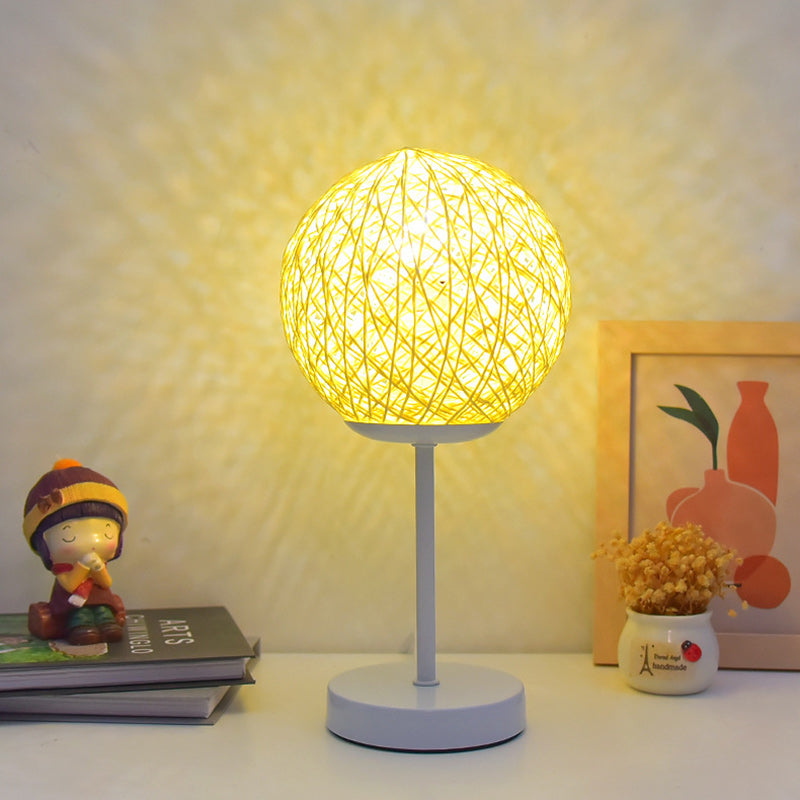 Moon Iron Rattan Bedroom Table Lamp