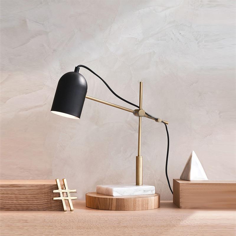 Eclectic Round Iron Marble Table Lamp