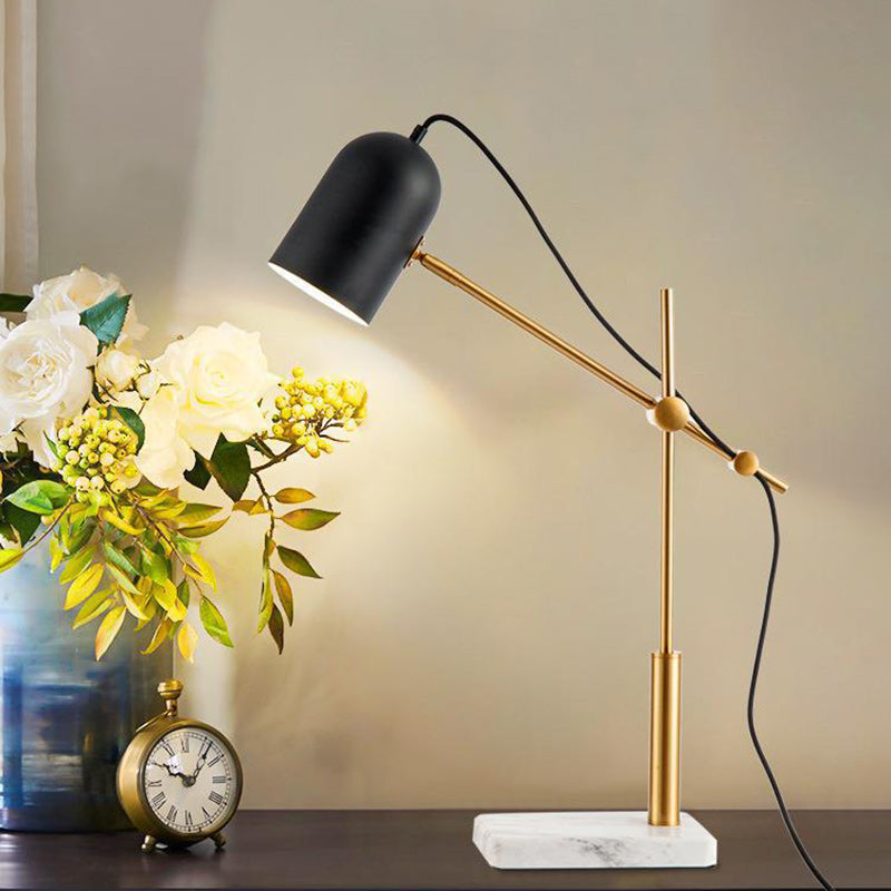 Eclectic Round Iron Marble Table Lamp