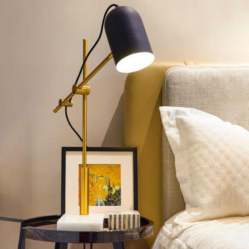 Eclectic Round Iron Marble Table Lamp