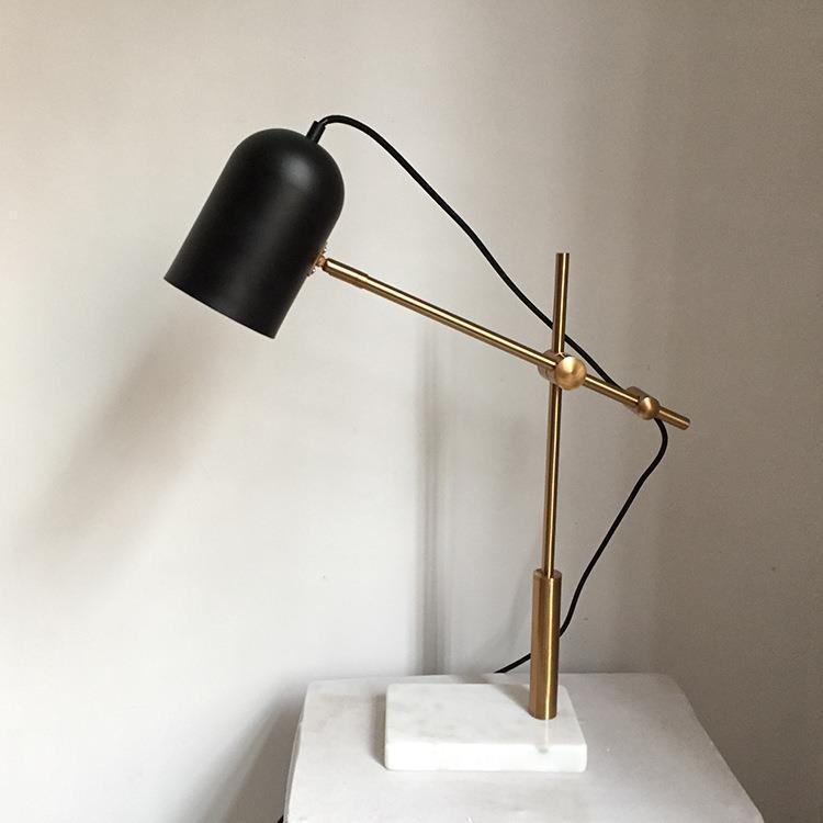 Eclectic Round Iron Marble Table Lamp