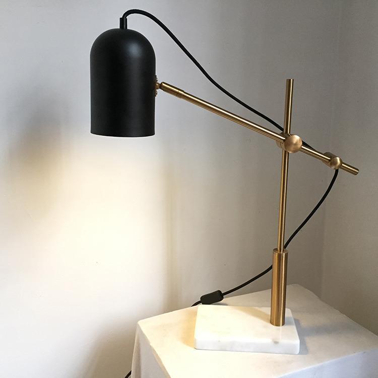 Eclectic Round Iron Marble Table Lamp