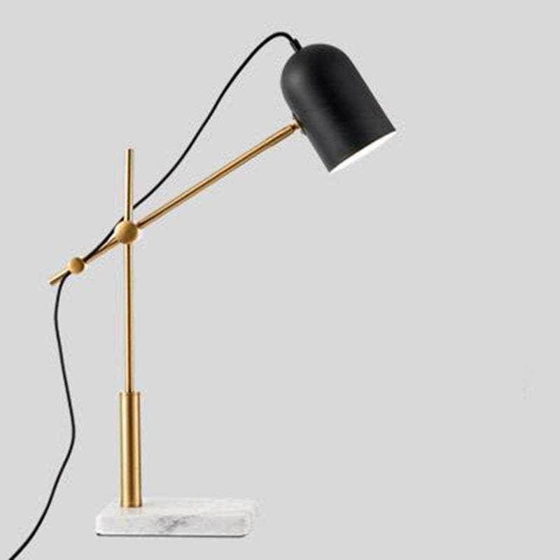 Eclectic Round Iron Marble Table Lamp