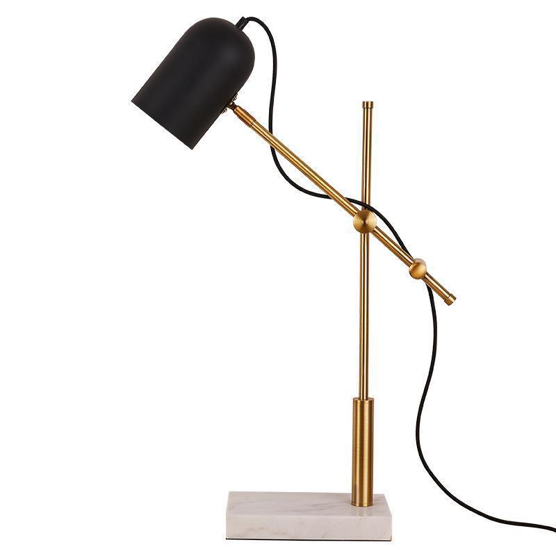 Eclectic Round Iron Marble Table Lamp