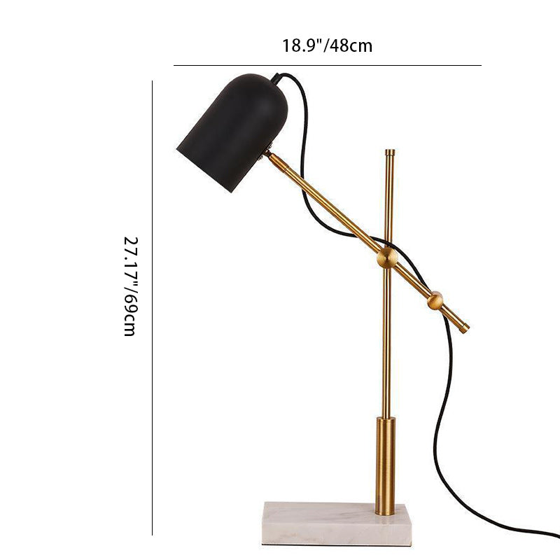Eclectic Round Iron Marble Table Lamp