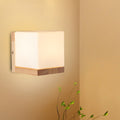 Rectangular Wood Glass Living Wall Lamp