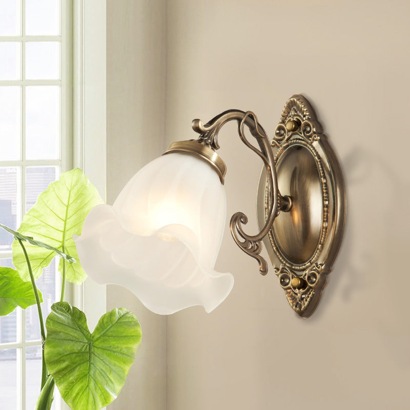 Drum Glass Copper Living Wall Lamp