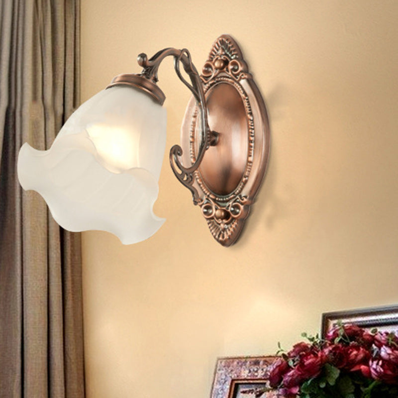 Drum Glass Copper Living Wall Lamp