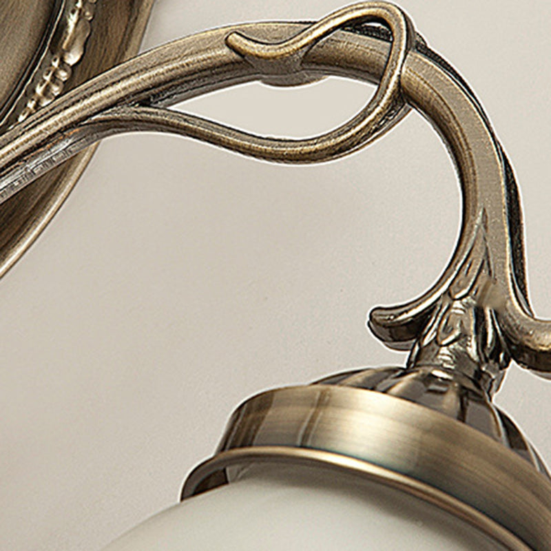 Drum Glass Copper Living Wall Lamp