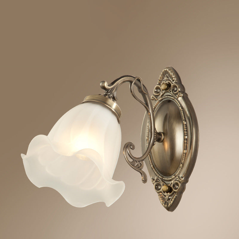 Drum Glass Copper Living Wall Lamp