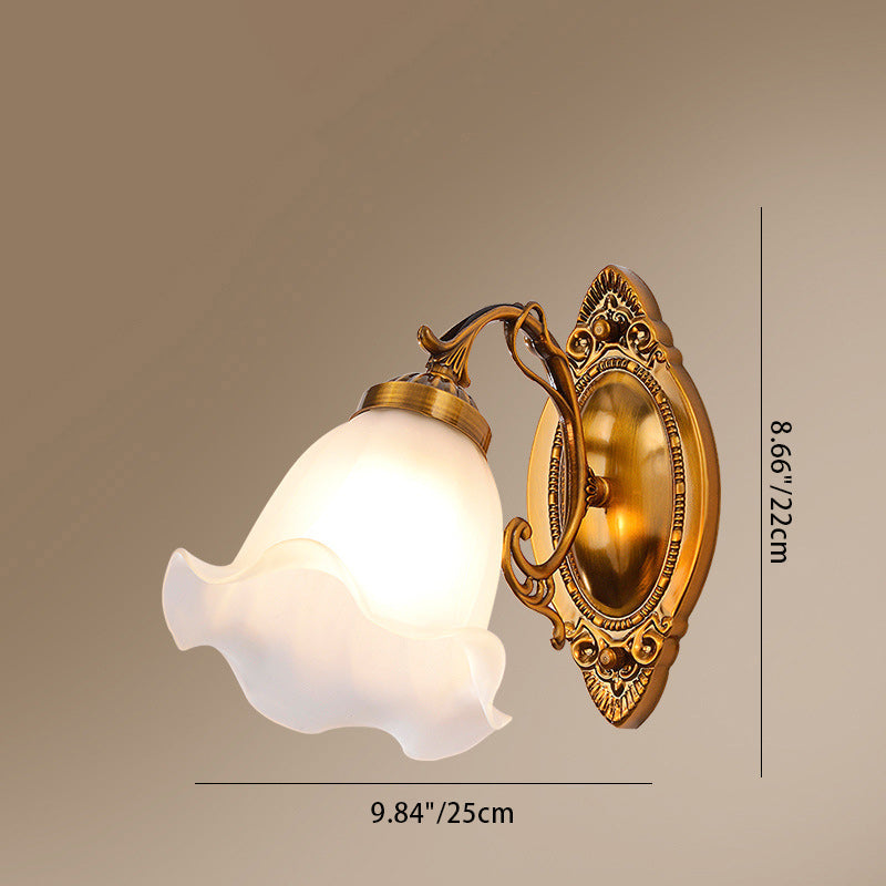 Drum Glass Copper Living Wall Lamp