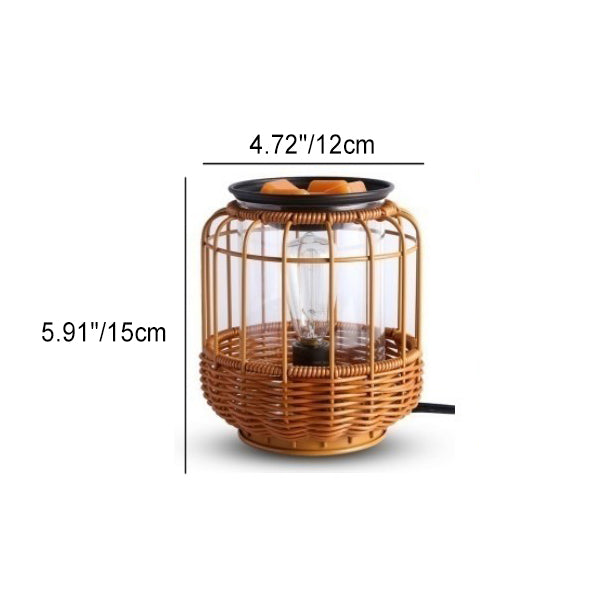 Column Rattan Iron Living Table Lamp