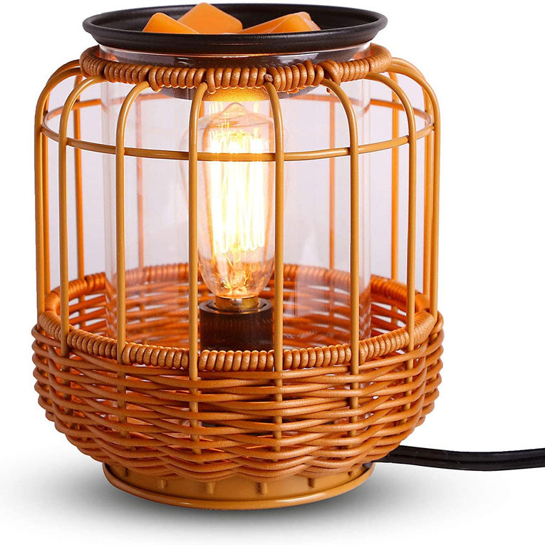 Column Rattan Iron Living Table Lamp