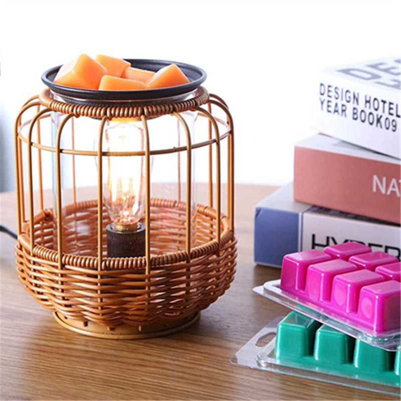 Column Rattan Iron Living Table Lamp