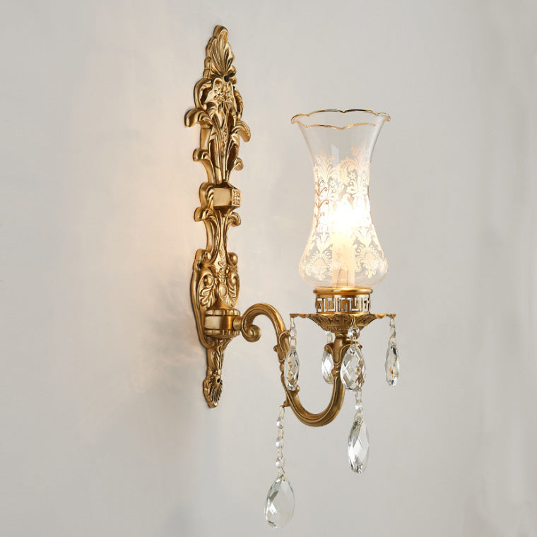 Copper Glass Living Room Wall Lamp