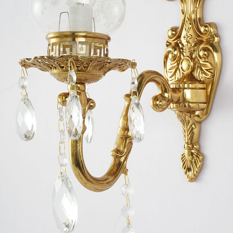 Copper Glass Living Room Wall Lamp