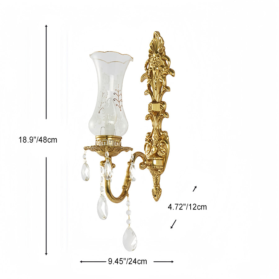 Copper Glass Living Room Wall Lamp