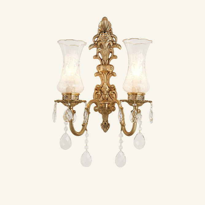 Copper Glass Living Room Wall Lamp