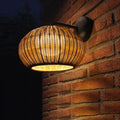 Round Rattan Iron Outdoor Light