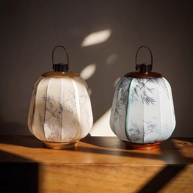 Cylinder Wood Fabric Living Table Lamp