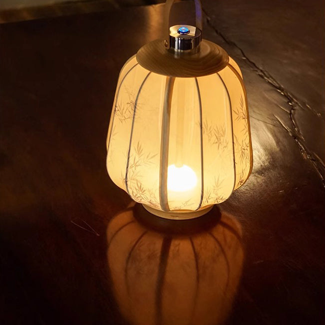 Cylinder Wood Fabric Living Table Lamp